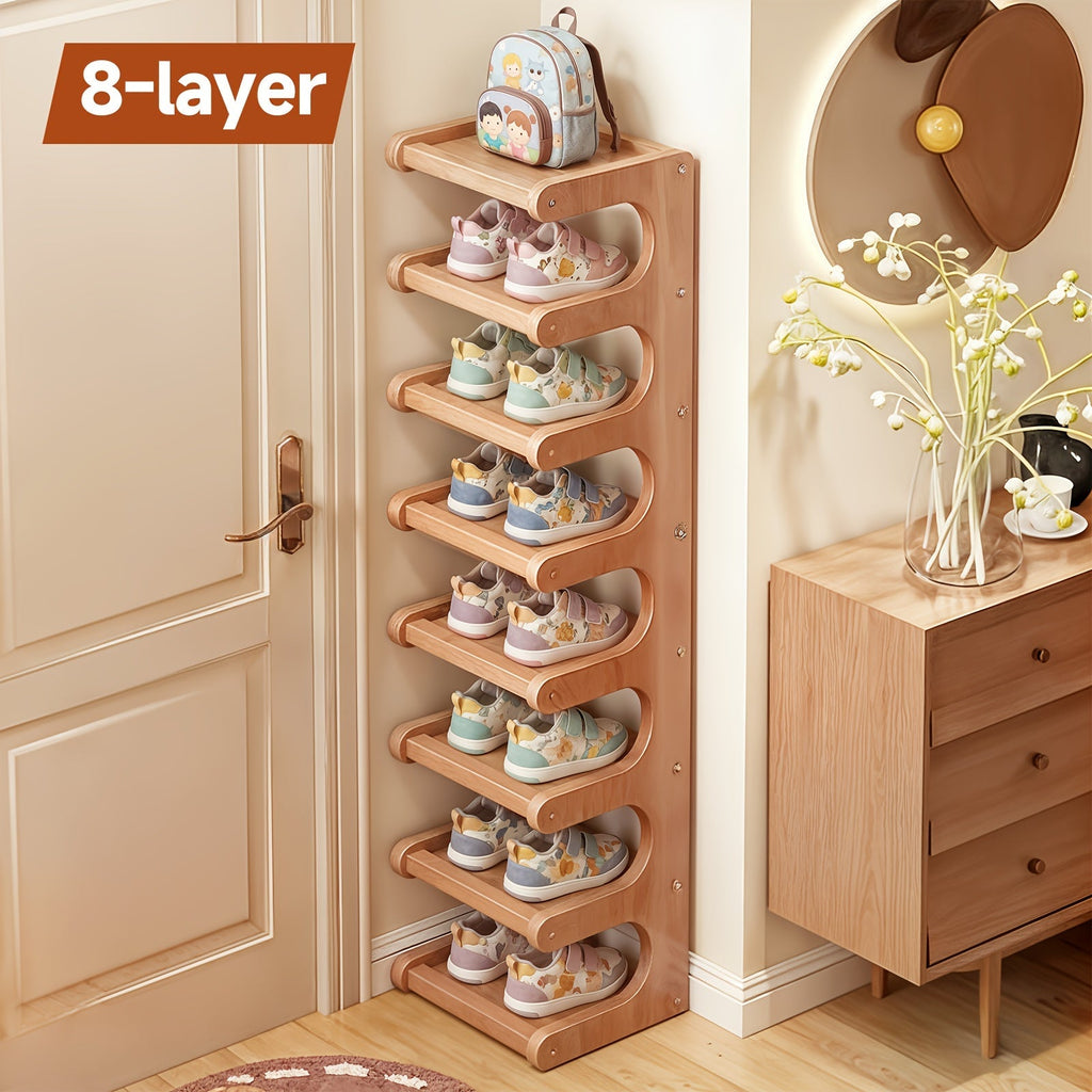 Estante de Sapatos em Bambu Natural – Armazenamento Vertical para Casa