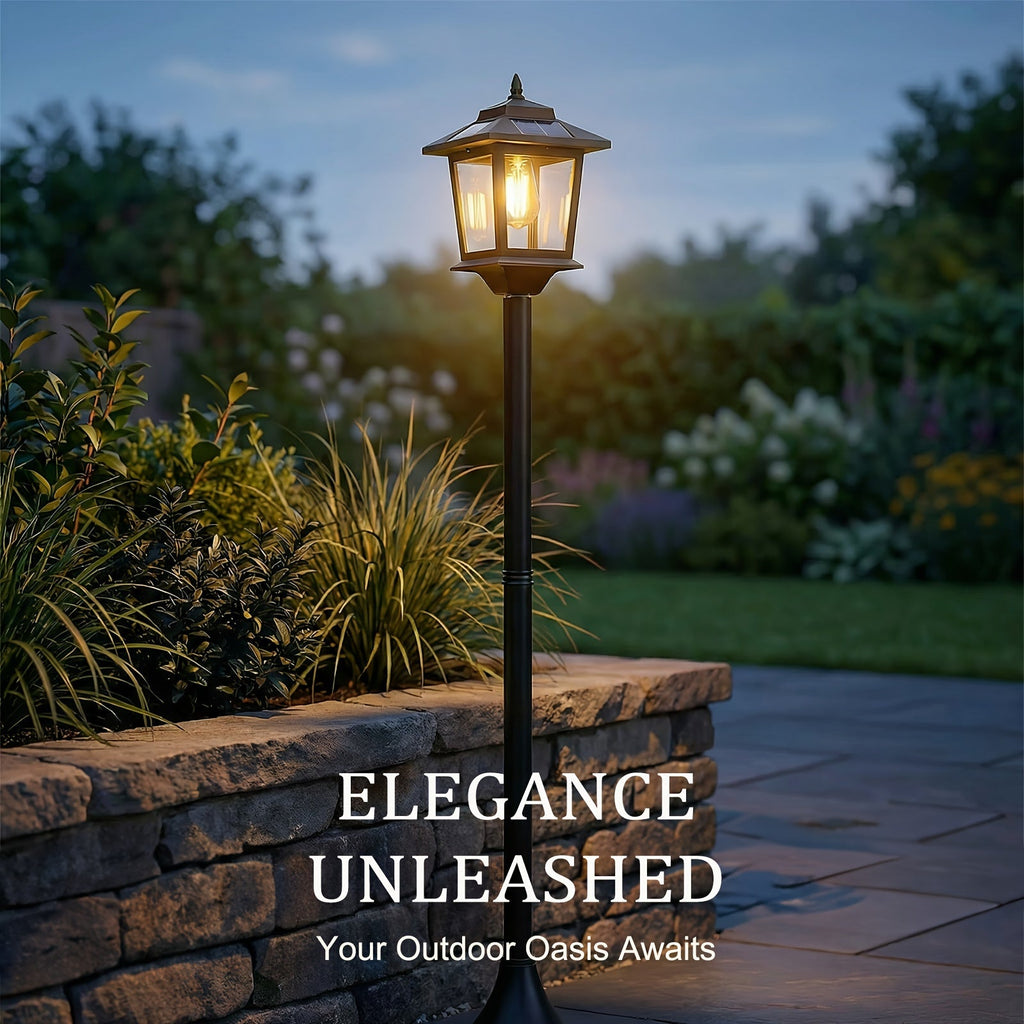 2 Unidades de Lâmpadas Solares de Poste de 63 Polegadas, Luzes de Poste para Exterior, Decorações de Natal, Luzes de Poste para Jardim, Pátio, Gramado, Caminho, Entrada, Porta da Frente/Traseira, Branco Quente, Lâmpada Substituível