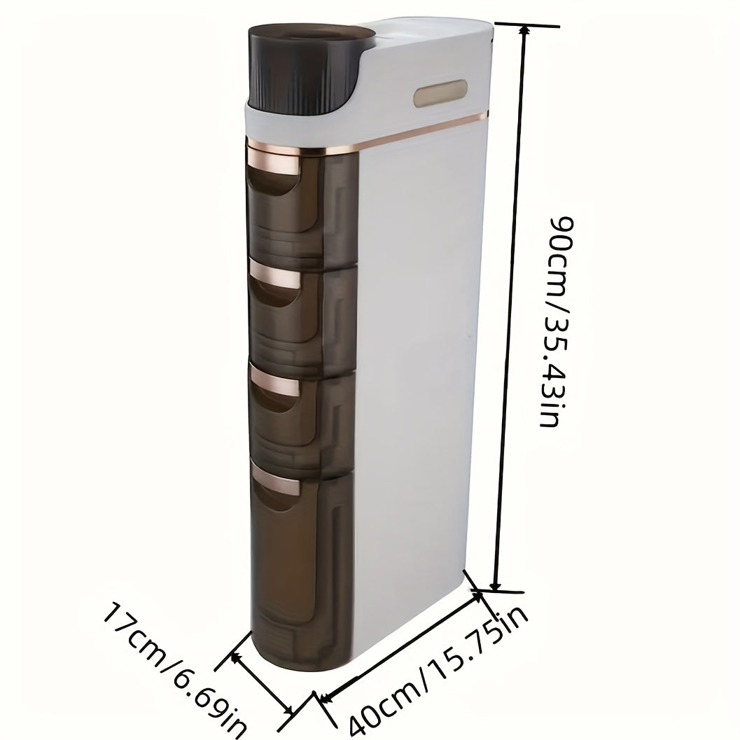 Armário de Armazenamento para Banheiro com Rodas e 4 Níveis - Organizador que Economiza Espaço, Design em Plástico Branco e Marrom para Espaços Estreitos, Unidade Autônoma Multifuncional com Portas Transparentes, Organizadores e Gavetas de Armazenamento p