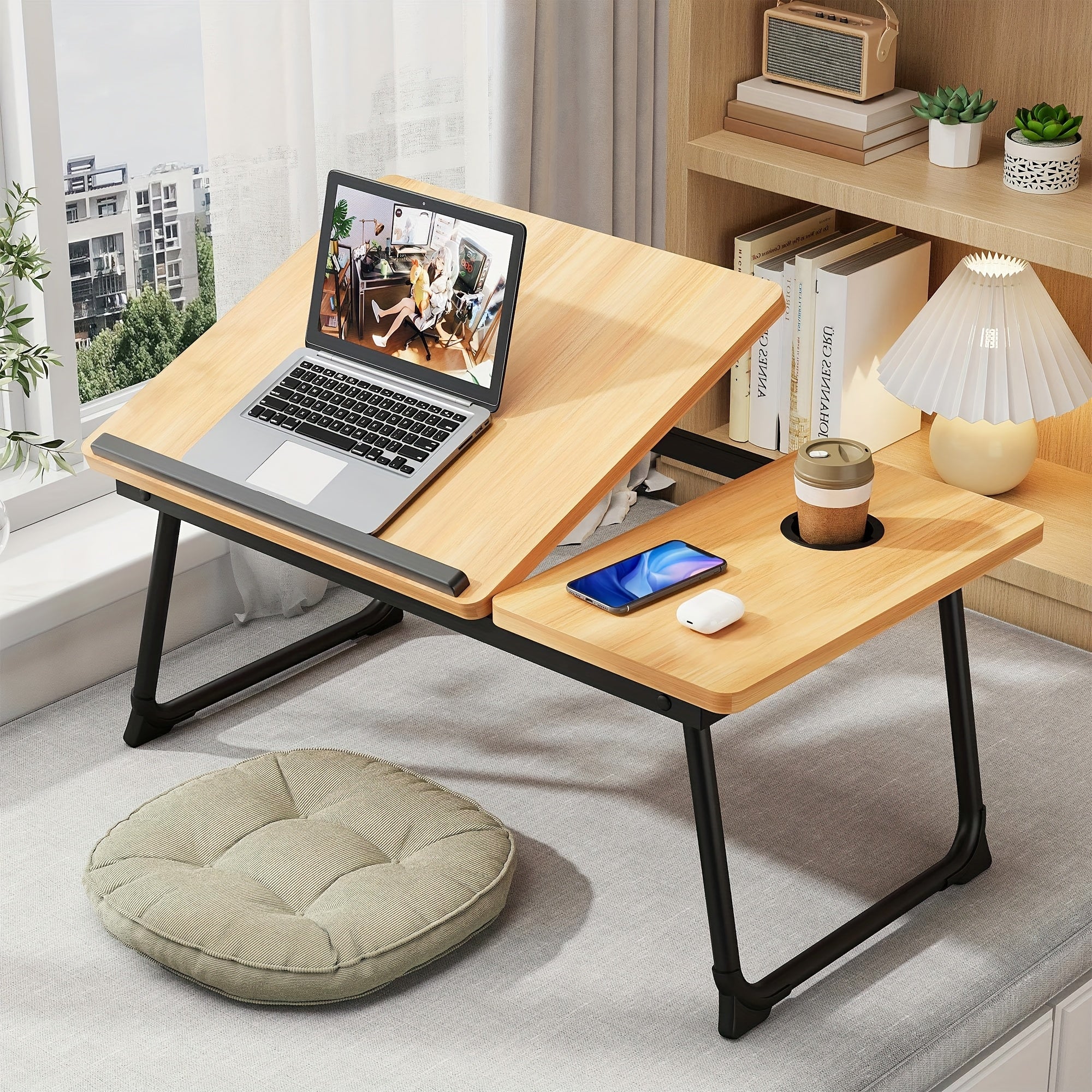 Mesa Lap Desk Versátil – Perfeita para Laptop, Café da Manhã e Trabalho Confortável