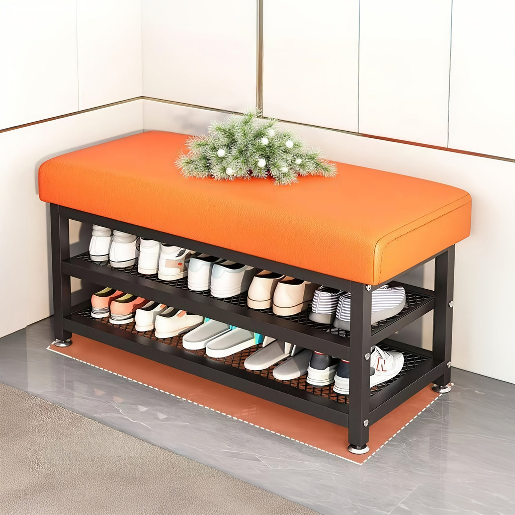 Banco Moderno com Suporte para Sapatos e Assento Almofadado – Ideal para Hall de Entrada