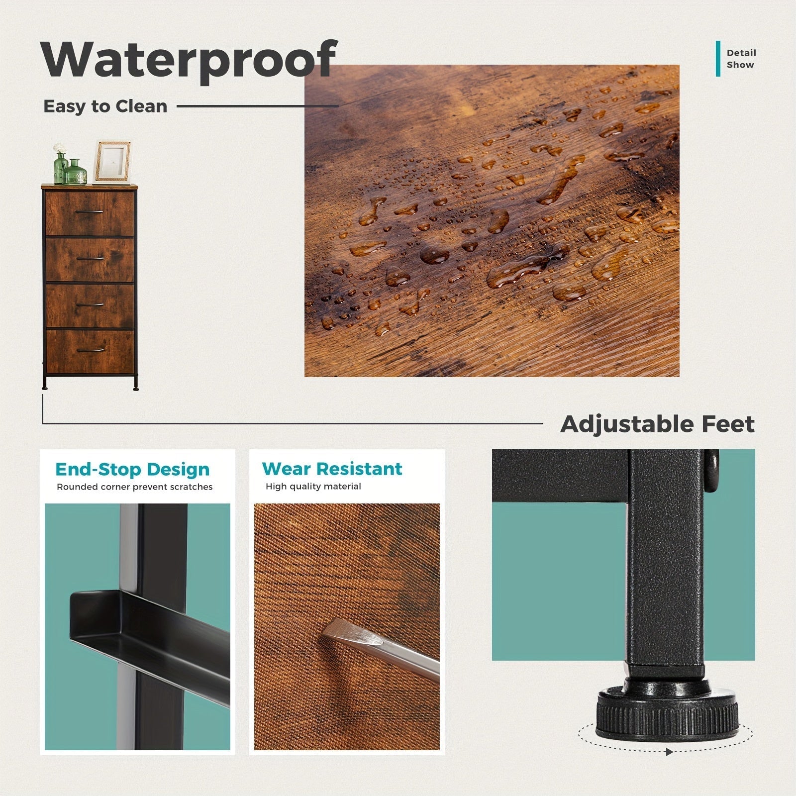 Cabeceira de Armazenamento Slim Fit com 4 Gavetas – Estrutura Metálica Moderna