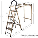 Escada Multifuncional Dobrável em Alumínio – Suporte para Roupas, Sapateira e Escada Doméstica até 150 kg