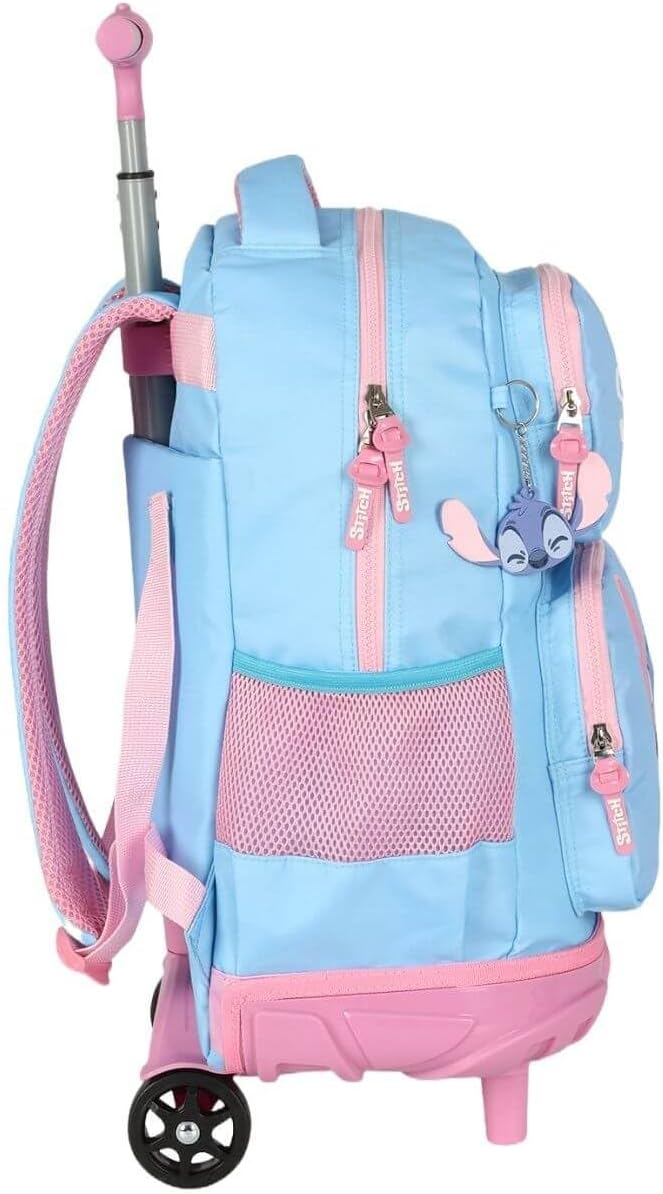 Kit Mochila Rodinhas Stitch Lancheira e Estojo