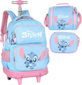 Kit Mochila Rodinhas Stitch Lancheira e Estojo