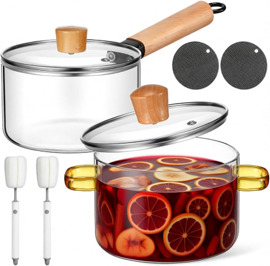 Kit 2 Panelas de Vidro Transparente para Cozinhar