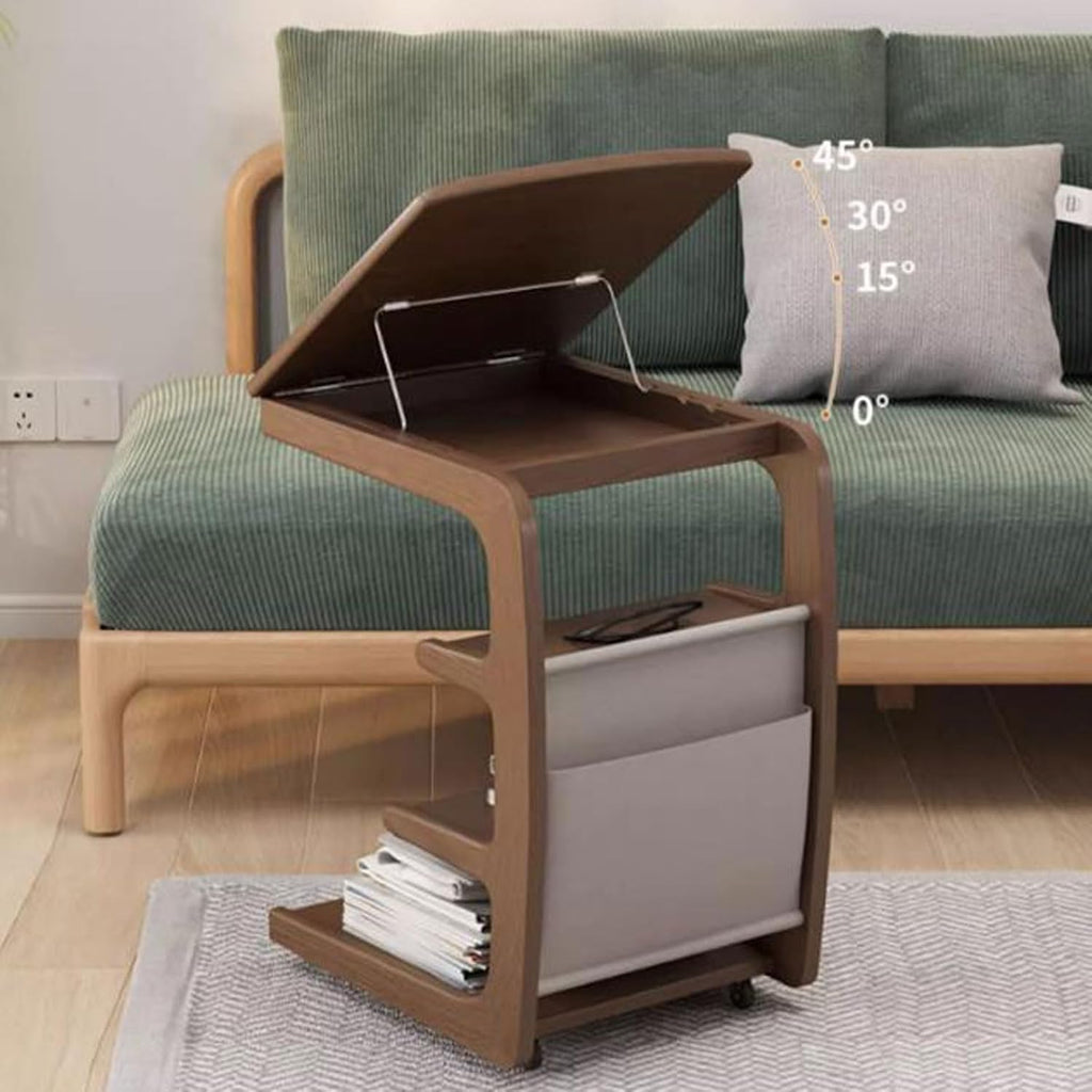 Mesa Lateral em Formato de C para sofá com Rodízios