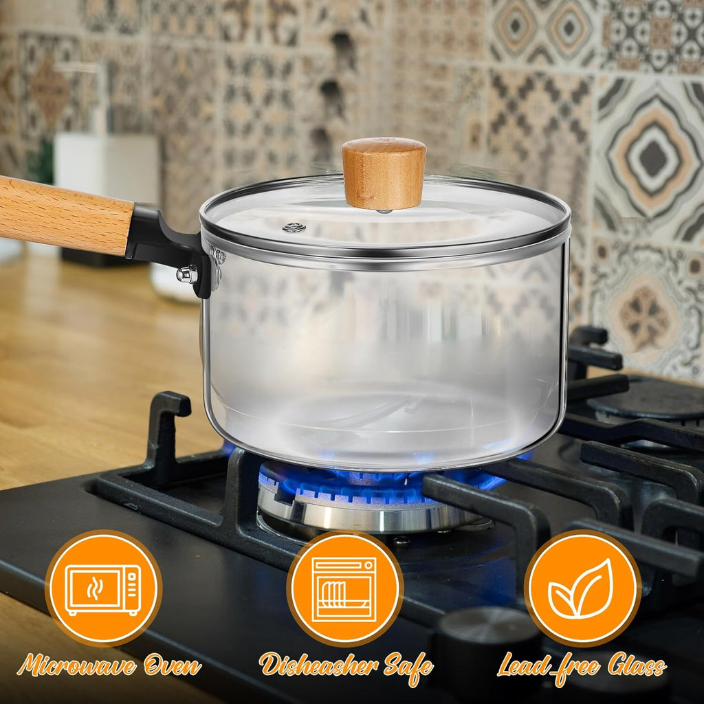 Kit 2 Panelas de Vidro Transparente para Cozinhar