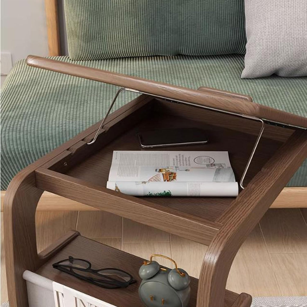 Mesa Lateral em Formato de C para sofá com Rodízios