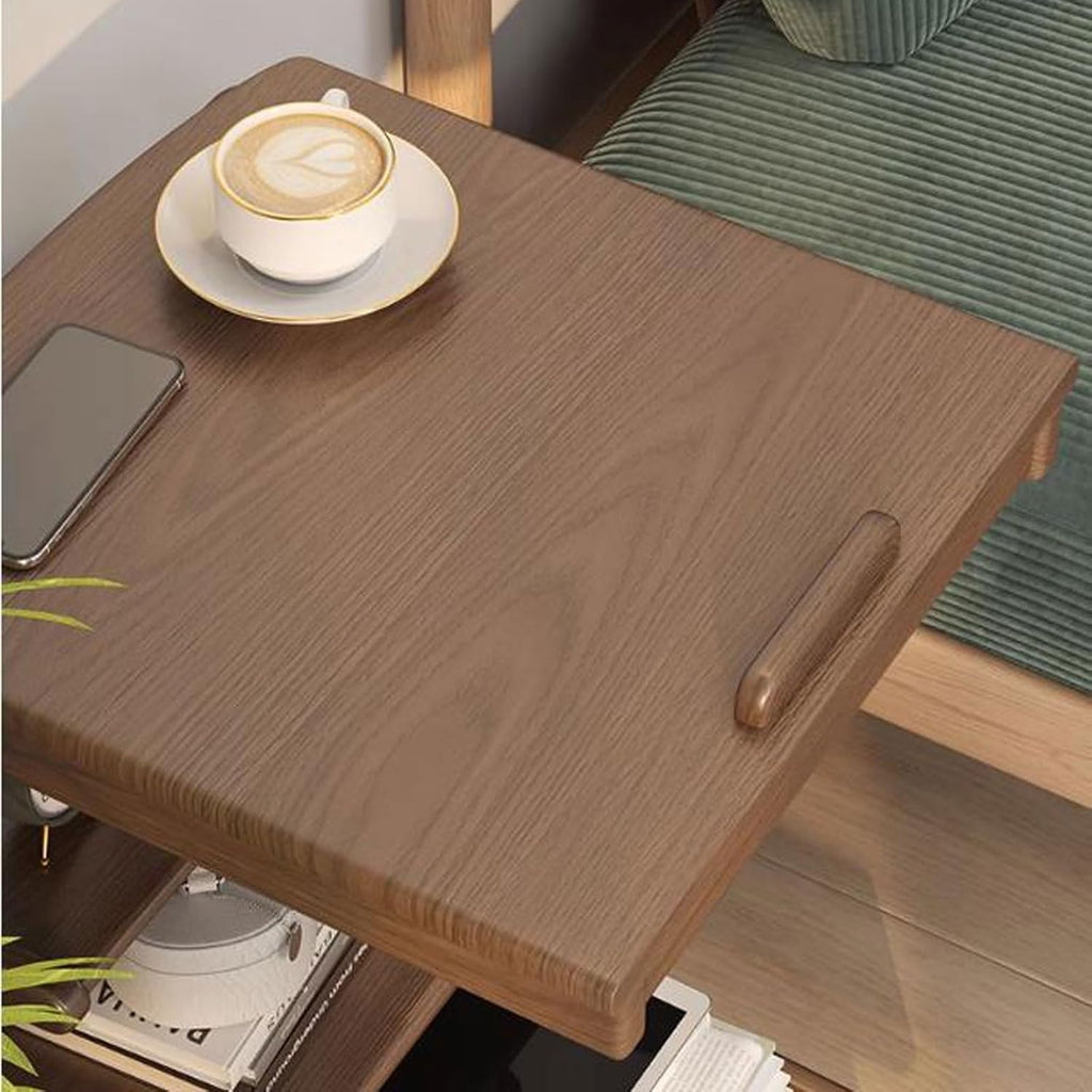 Mesa Lateral em Formato de C para sofá com Rodízios