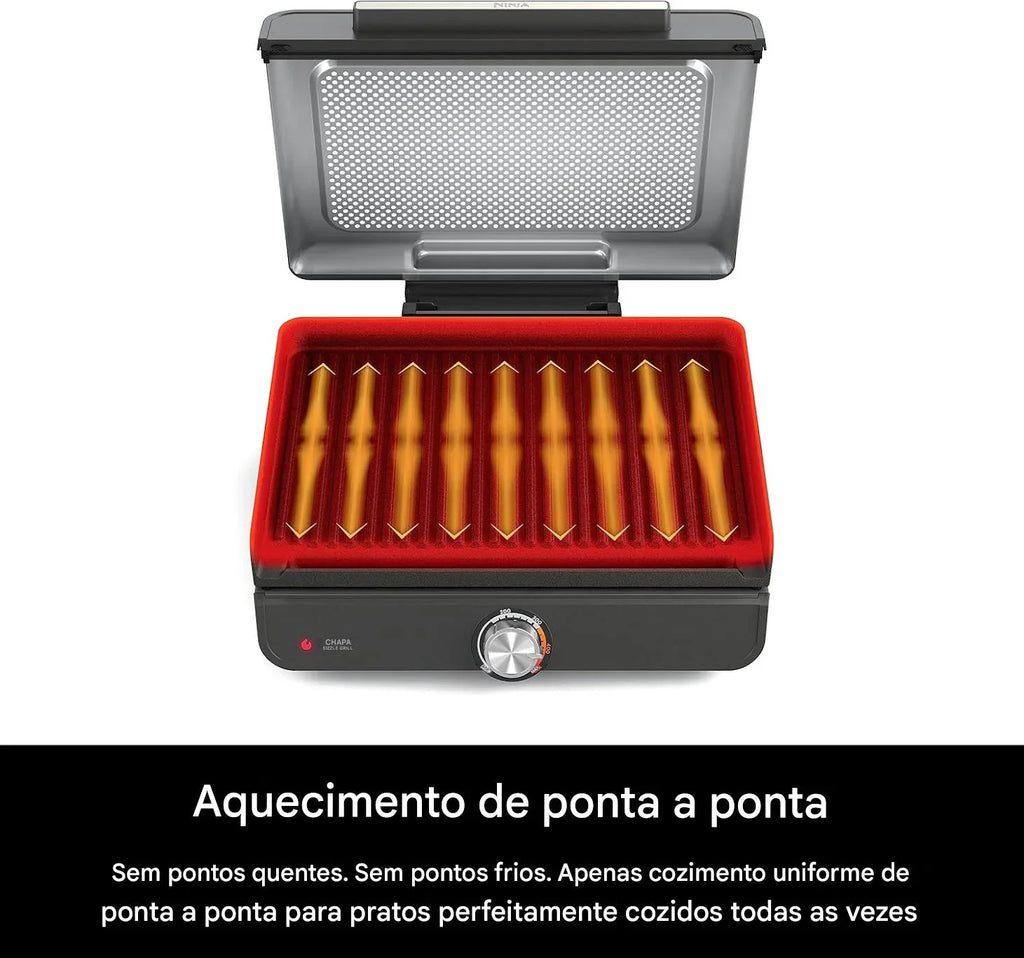 Grill Sem Fumaça para Uso Interno, Placa Antiaderente - Bivolt