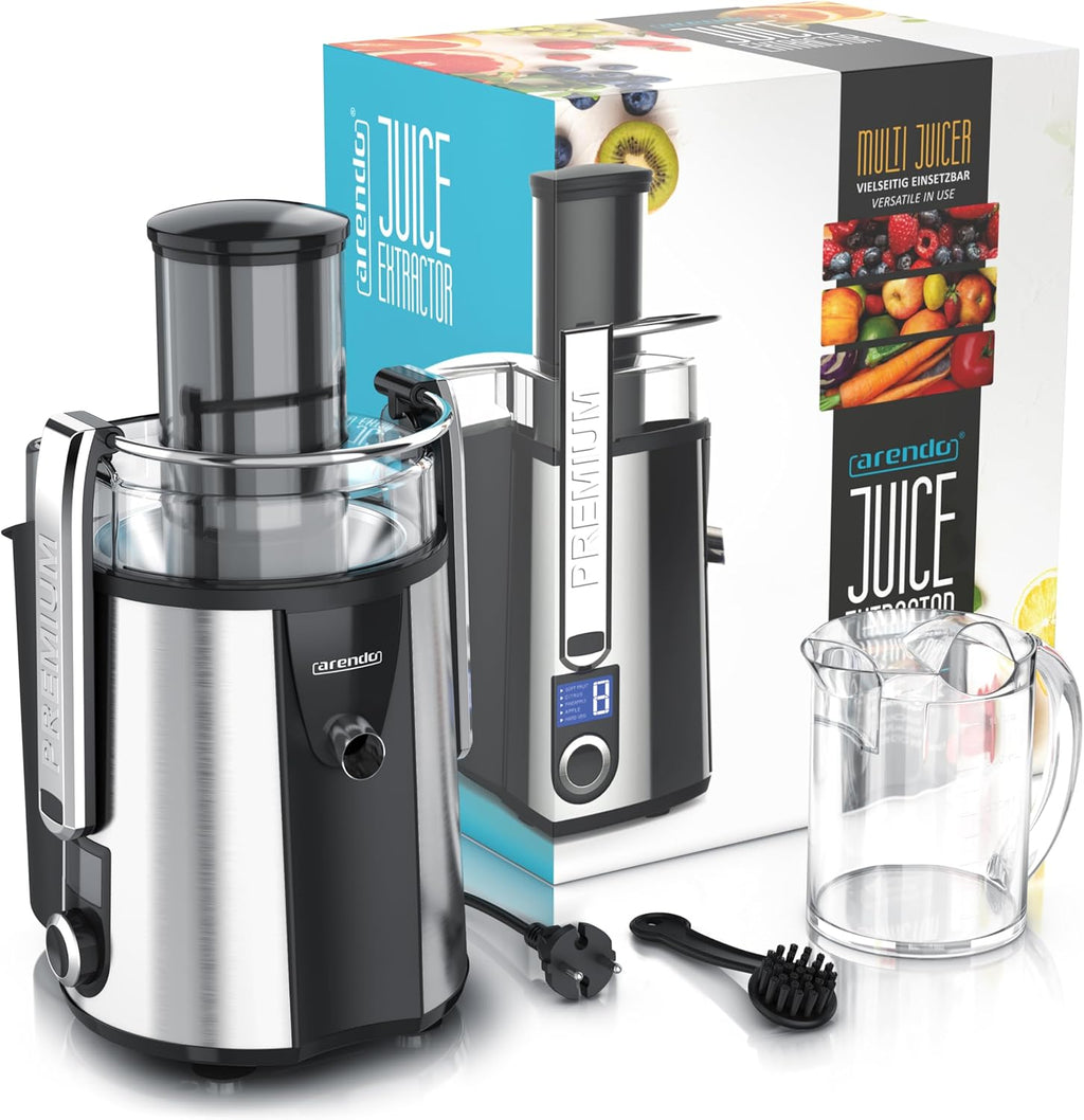 Arendo - Edelstahl Entsafter für Obst und Gemüse – leistungsstark 1000 Watt Leistung – Saftpresse Zitruspresse − 1000ml Saftbehälter