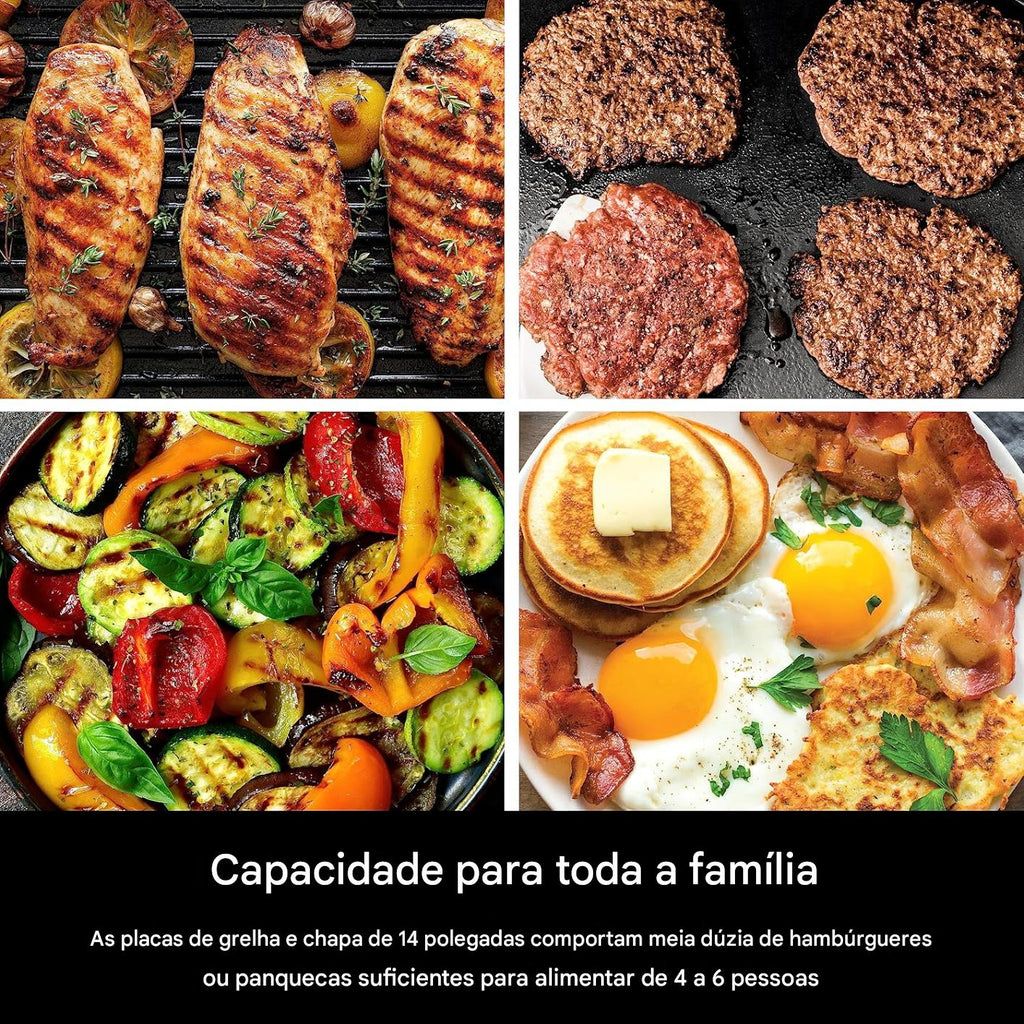 Grill Sem Fumaça para Uso Interno, Placa Antiaderente - Bivolt