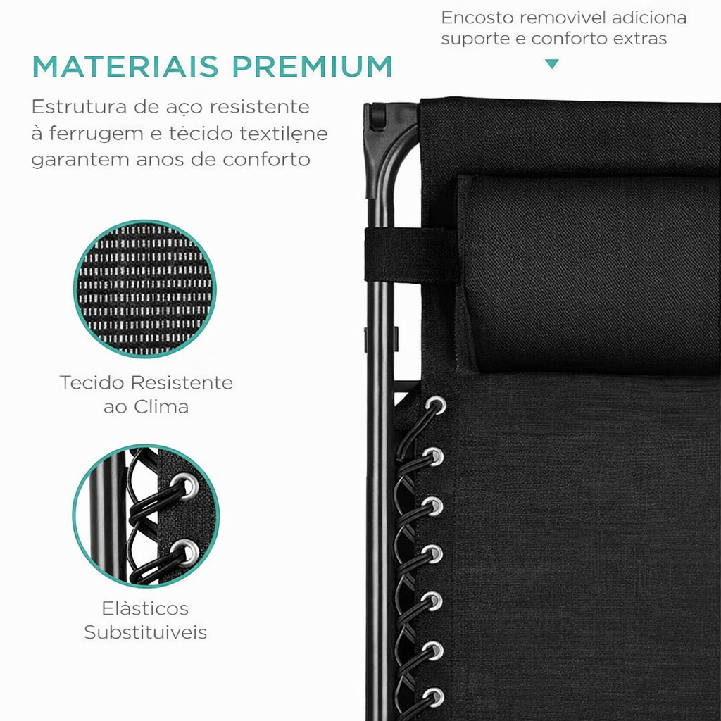 Cadeira de Praia Dobrável Reclinável com Porta-objetos!