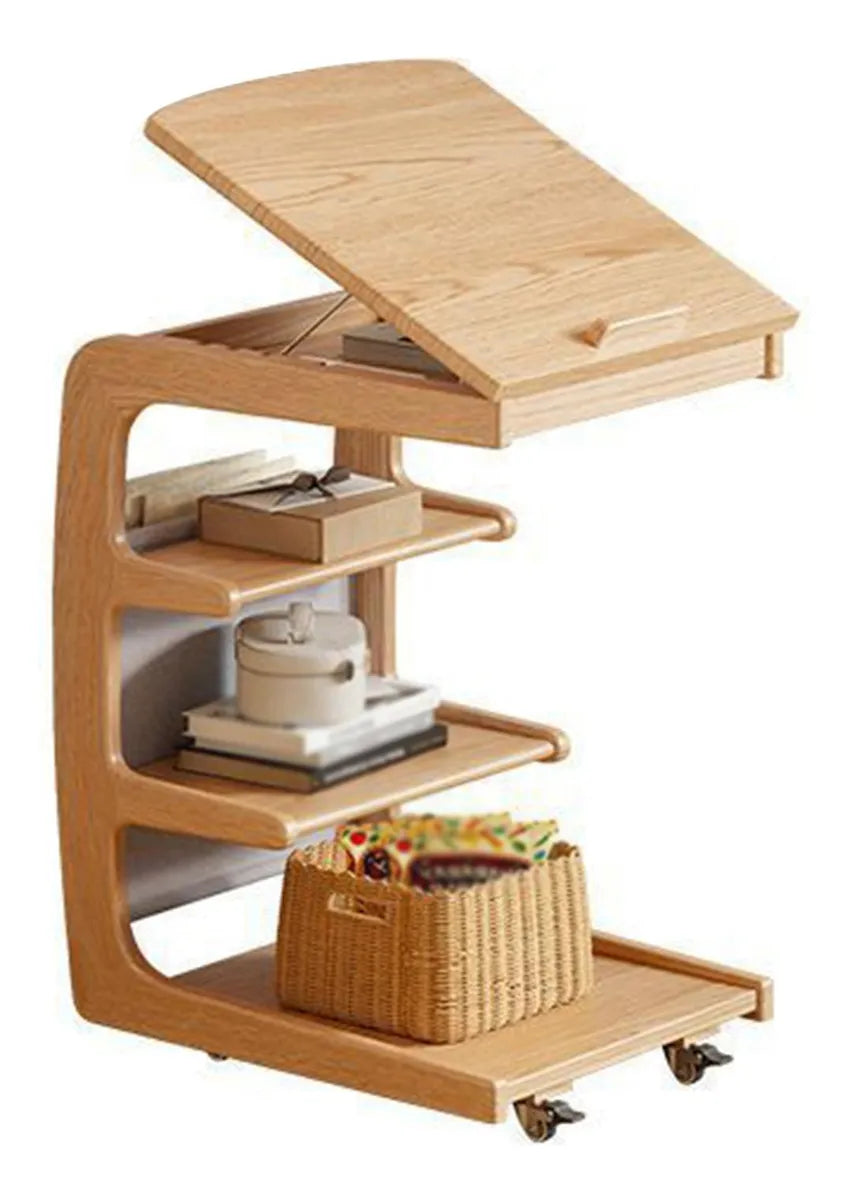 Mesa Lateral em Formato de C para sofá com Rodízios