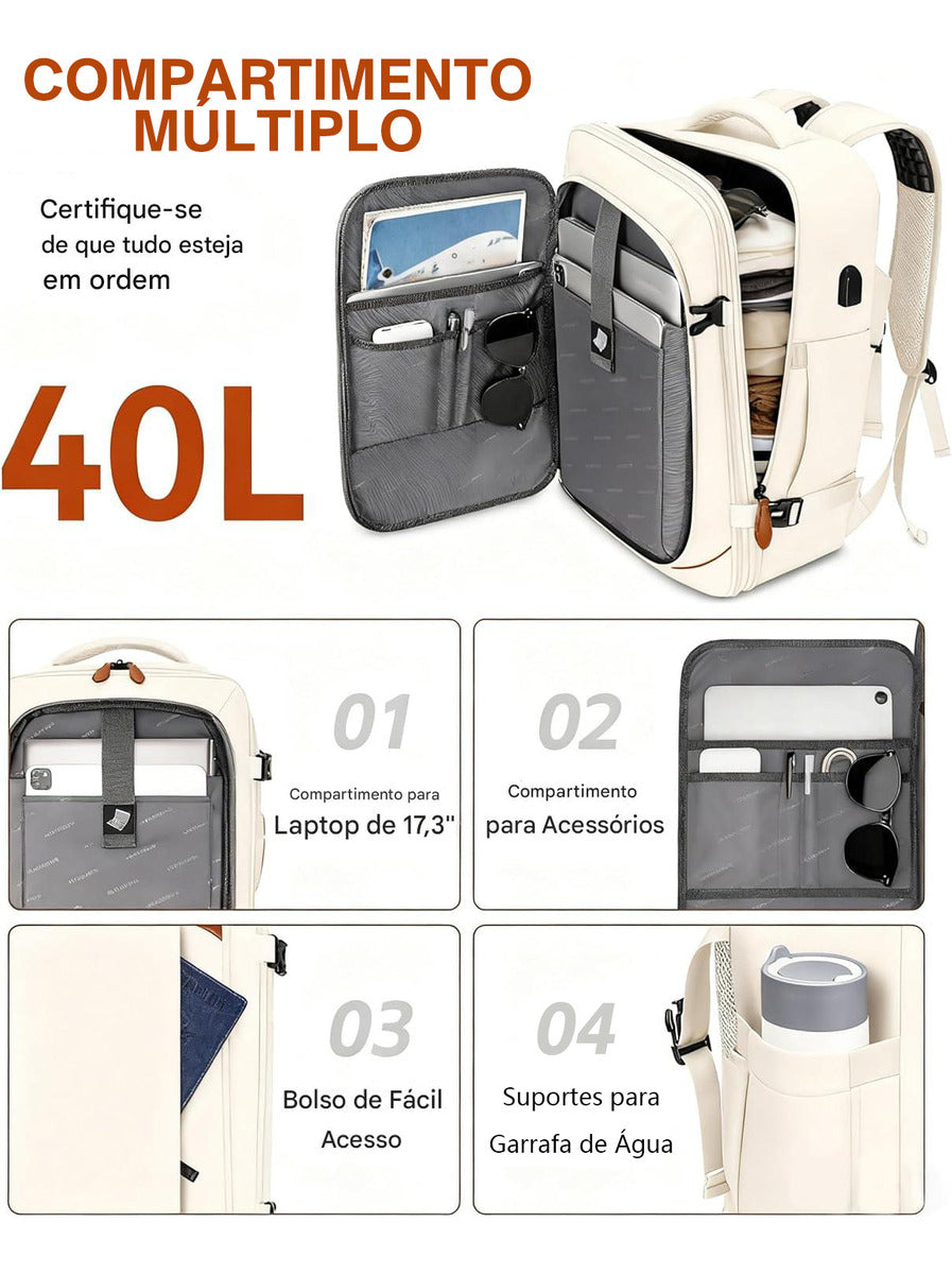 Mochila de Viagem Feminina VersaBag + 3 Necessaires GRÁTIS