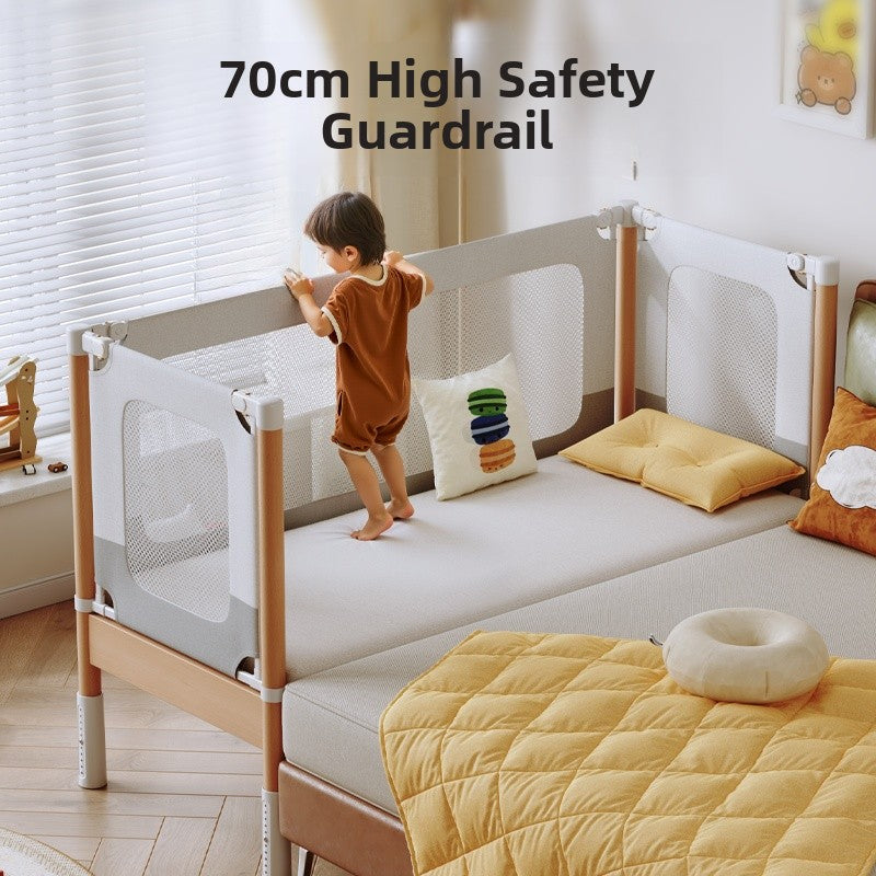 Suole Children's Bed Baby Bed Solid Wood Wide Side Flat Connect Large Bed Seamless Adjustable Guardrail Kids Bed