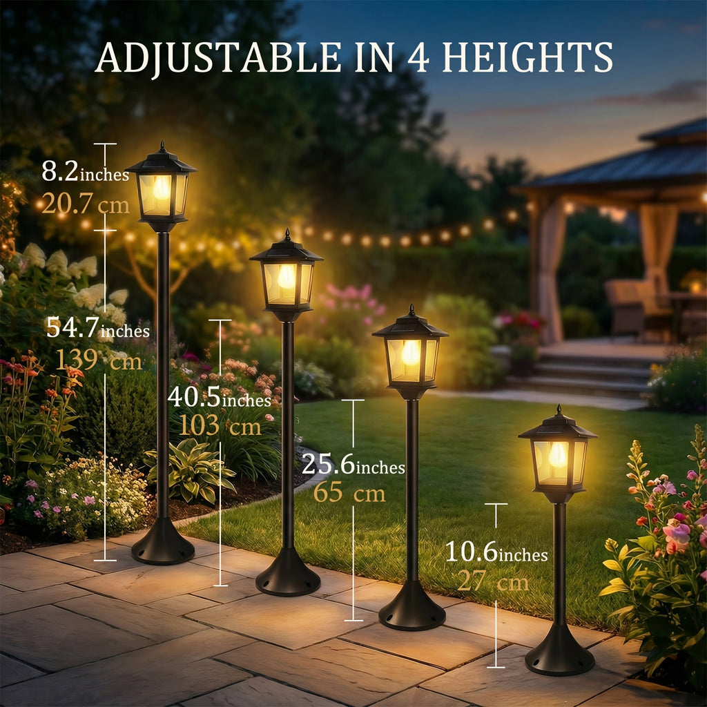 2 Unidades de Lâmpadas Solares de Poste de 63 Polegadas, Luzes de Poste para Exterior, Decorações de Natal, Luzes de Poste para Jardim, Pátio, Gramado, Caminho, Entrada, Porta da Frente/Traseira, Branco Quente, Lâmpada Substituível