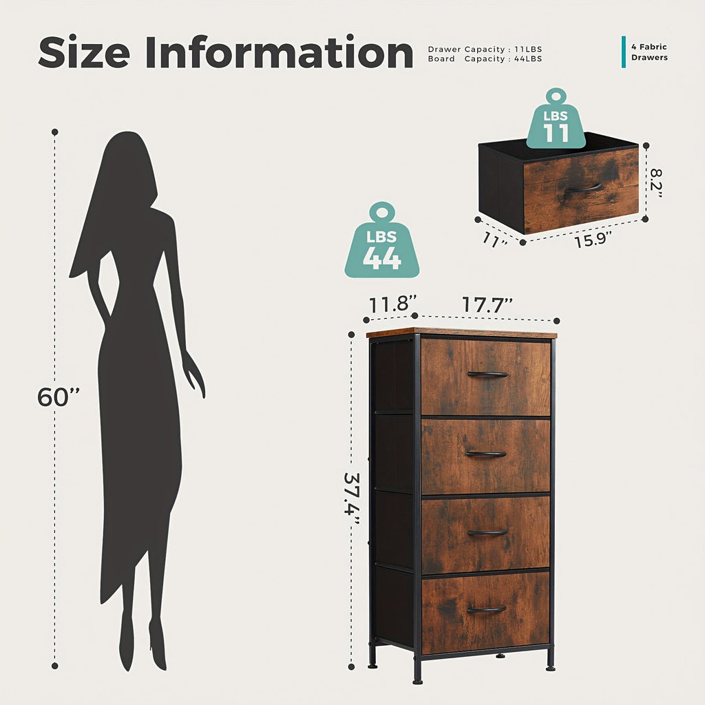 Cabeceira de Armazenamento Slim Fit com 4 Gavetas – Estrutura Metálica Moderna