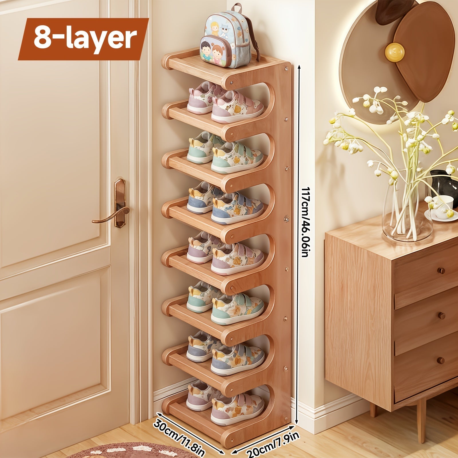 Estante de Sapatos em Bambu Natural – Armazenamento Vertical para Casa