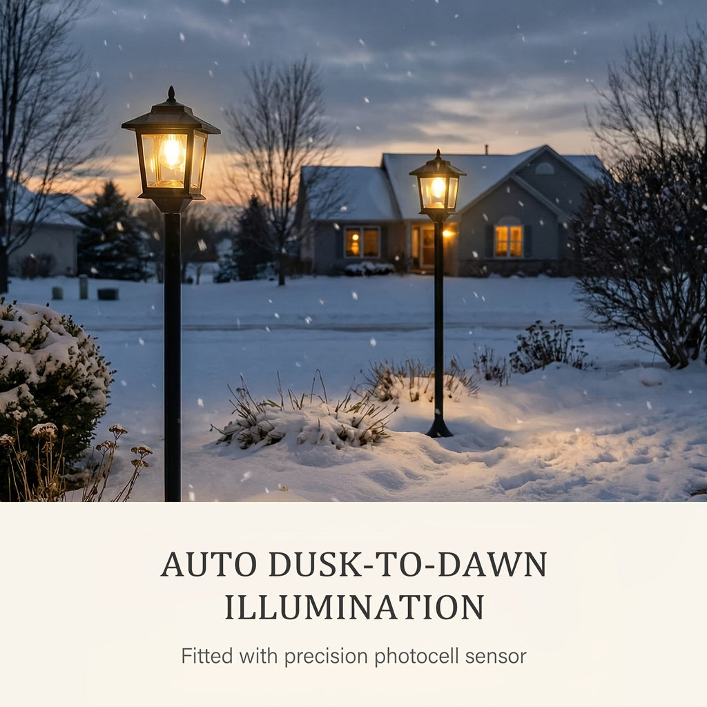 2 Unidades de Lâmpadas Solares de Poste de 63 Polegadas, Luzes de Poste para Exterior, Decorações de Natal, Luzes de Poste para Jardim, Pátio, Gramado, Caminho, Entrada, Porta da Frente/Traseira, Branco Quente, Lâmpada Substituível