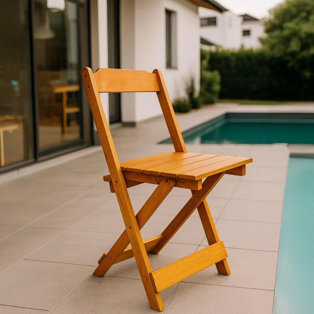 Jogo De Mesa Dobrável 70x70 C/ 4 Cadeiras Madeira Maciça