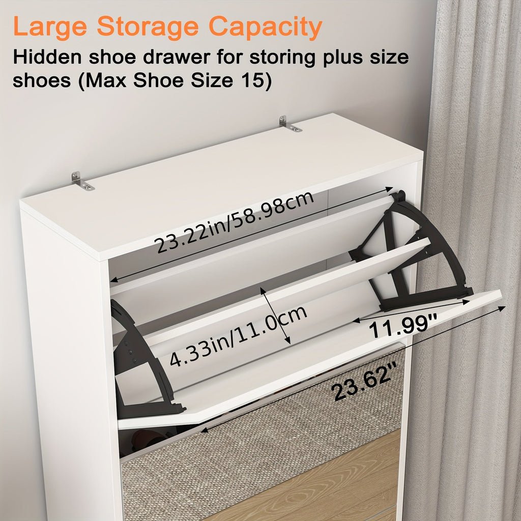 Armário de Armazenamento para Sapatos com 5 Gavetas Espelhadas Abatíveis