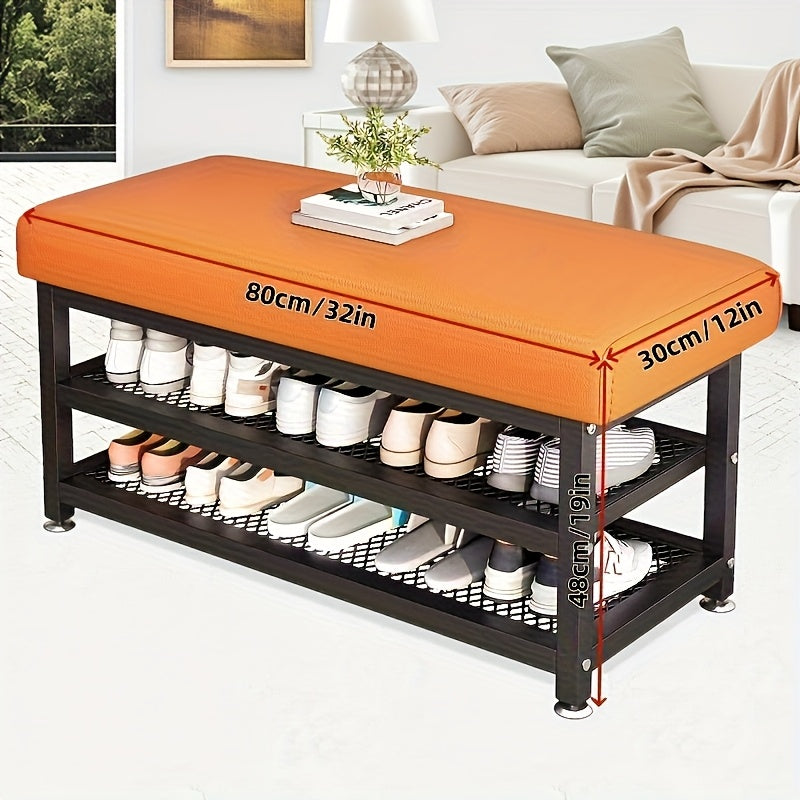 Banco Moderno com Suporte para Sapatos e Assento Almofadado – Ideal para Hall de Entrada