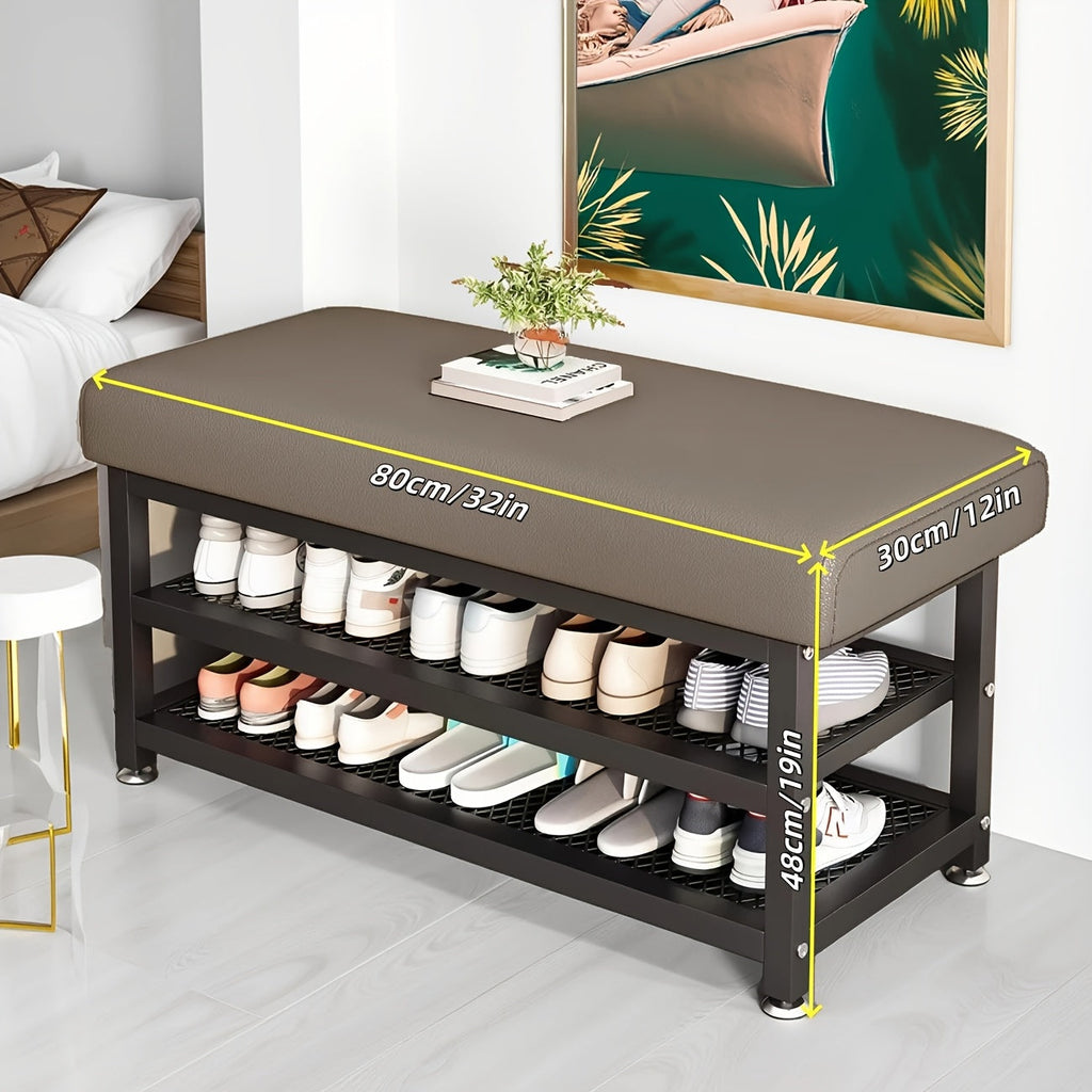 Banco Moderno com Suporte para Sapatos e Assento Almofadado – Ideal para Hall de Entrada