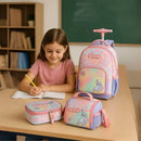 Kit Mochila Rodinhas Stitch Lancheira e Estojo