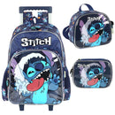 Kit Mochila Rodinhas Stitch Lancheira e Estojo