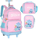 Kit Mochila Rodinhas Stitch Lancheira e Estojo