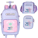 Kit Mochila Rodinhas Stitch Lancheira e Estojo