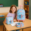Kit Mochila Rodinhas Stitch Lancheira e Estojo