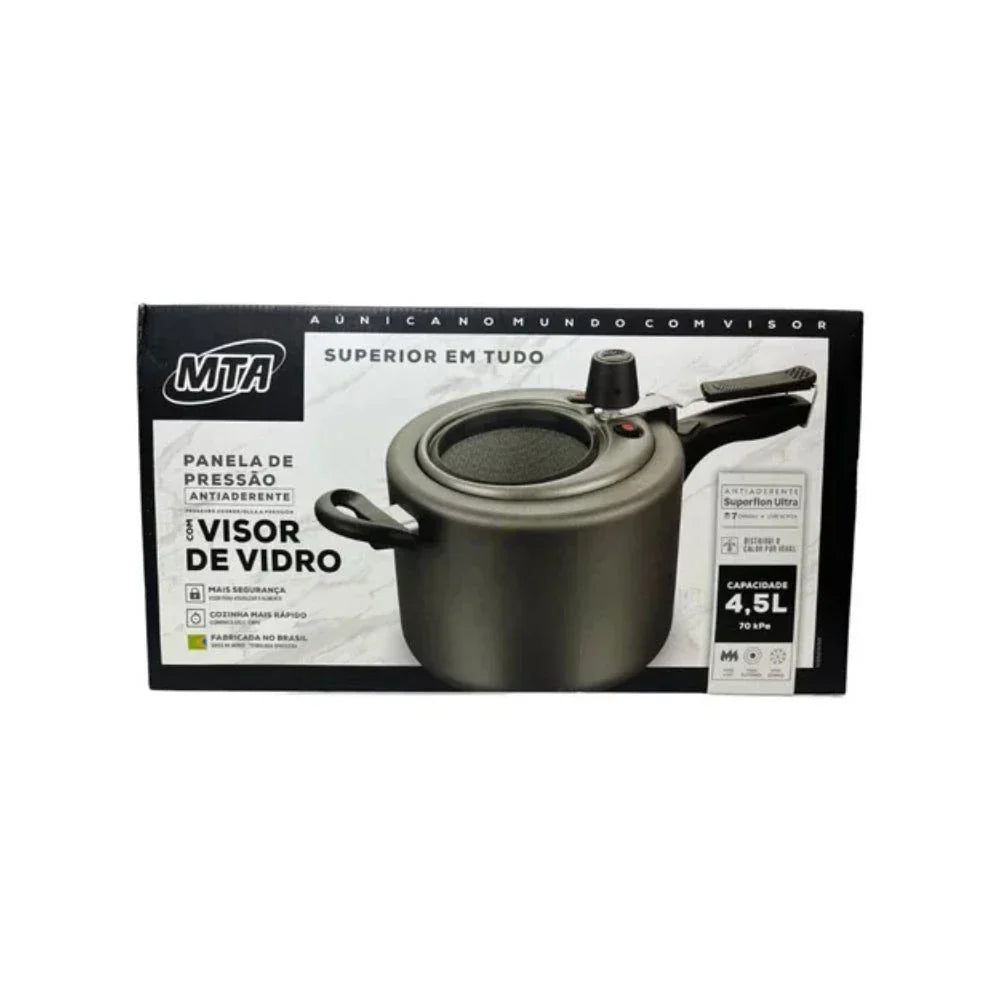 Panela de Pressão Visor Antiaderente 4,5l Grafite MTA