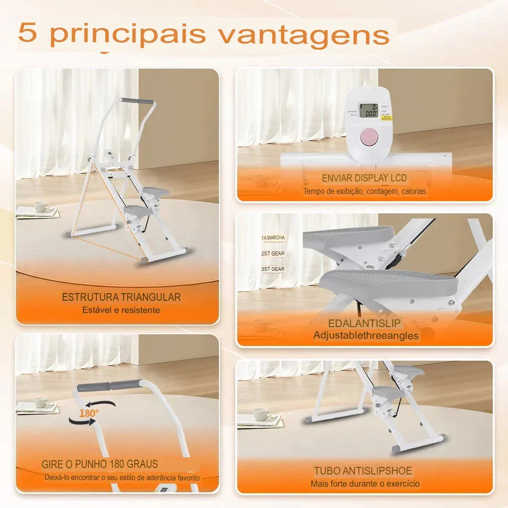 Máquina De Escalada Simulador Caminhada Dobrável Ate 130kg Fitness